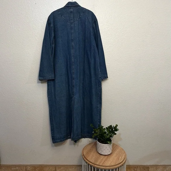 Vintage CMC Color Me Cotton 100% Cotton Denim Duster Women's Size Large - Picture 4 of 11